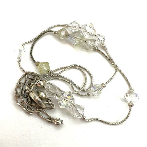Silver tone crystal choker necklace - Picture 7 of 7